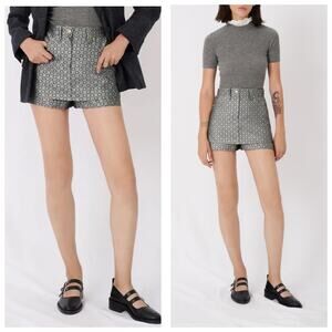 Maje Jacquard Trompe-l’œil Shorts Size 36 Jaquard Skort Micro Metallic Party